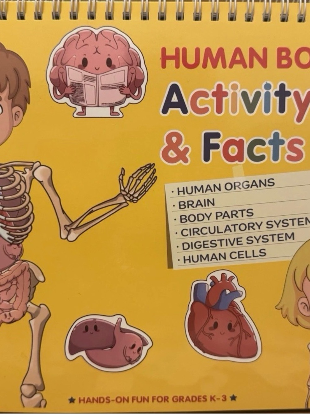 Human Body Activity & Facts Learning Pad - Yellow Kids STEM Toy